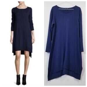 Eileen Fisher Wool Blend High Low Knit Sweater Dress